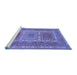 Sideview of Machine Washable Persian Blue Traditional Rug, wshtr126blu