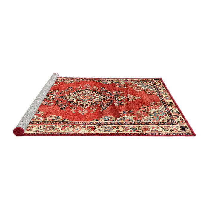 Sideview of Machine Washable Traditional Sandy Brown Rug, wshtr1270