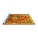 Sideview of Machine Washable Medallion Yellow Traditional Rug, wshtr1270yw