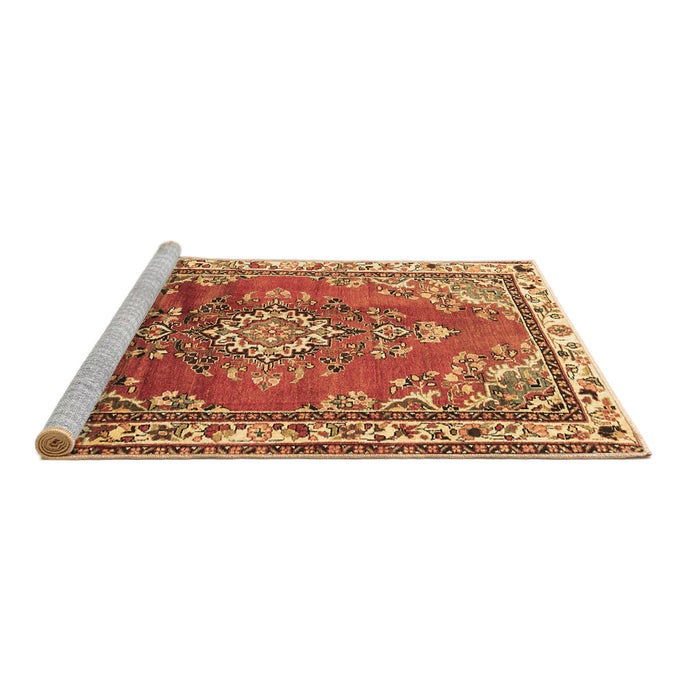 Sideview of Machine Washable Medallion Brown Traditional Rug, wshtr1270brn