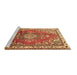 Sideview of Machine Washable Medallion Brown Traditional Rug, wshtr1270brn