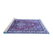 Sideview of Machine Washable Medallion Blue Traditional Rug, wshtr1270blu