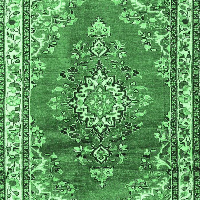 Machine Washable Medallion Emerald Green Traditional Area Rugs, wshtr1270emgrn