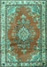 Machine Washable Medallion Turquoise Traditional Area Rugs, wshtr1270turq