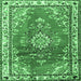 Square Medallion Emerald Green Traditional Rug, tr1270emgrn