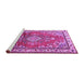 Sideview of Machine Washable Medallion Purple Traditional Area Rugs, wshtr1270pur