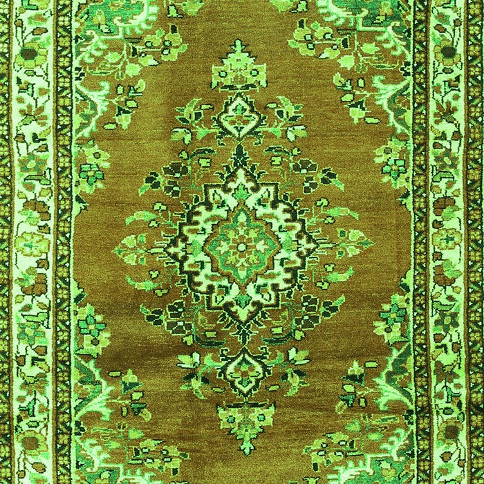 Serging Thickness of Machine Washable Medallion Green Traditional Area Rugs, wshtr1270grn