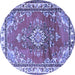 Round Medallion Blue Traditional Rug, tr1270blu