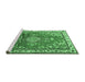 Sideview of Machine Washable Medallion Emerald Green Traditional Area Rugs, wshtr1270emgrn