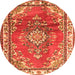 Square Medallion Orange Traditional Rug, tr1270org