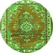 Machine Washable Medallion Green Traditional Area Rugs, wshtr1270grn