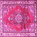 Square Machine Washable Medallion Pink Traditional Rug, wshtr1270pnk