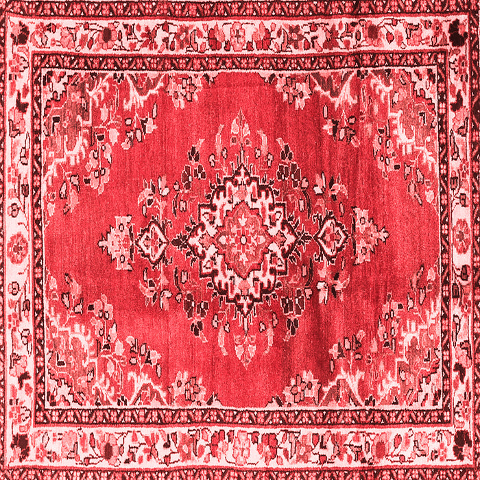 Machine Washable Medallion Red Traditional Rug, wshtr1270red