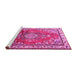 Sideview of Machine Washable Medallion Pink Traditional Rug, wshtr1270pnk