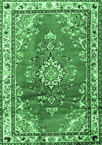 Medallion Emerald Green Traditional Rug, tr1270emgrn