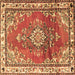 Square Medallion Brown Traditional Rug, tr1270brn