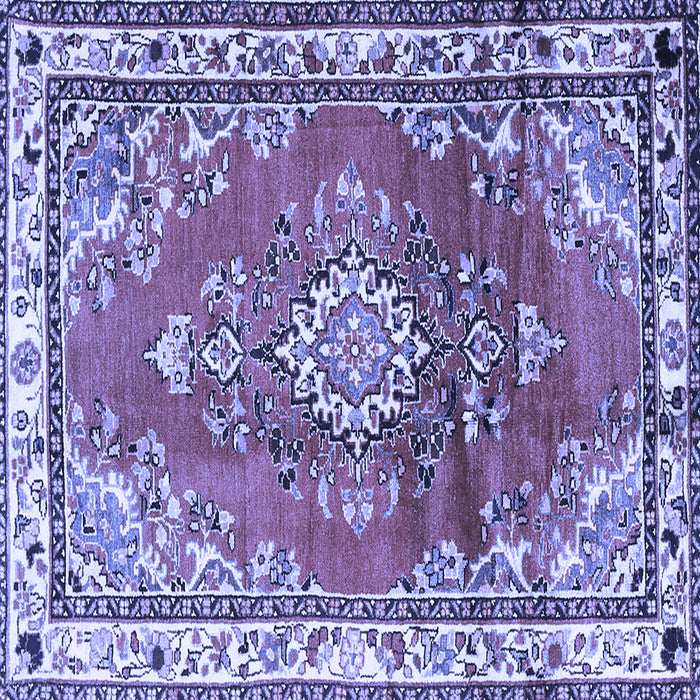 Square Medallion Blue Traditional Rug, tr1270blu
