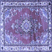 Square Medallion Blue Traditional Rug, tr1270blu