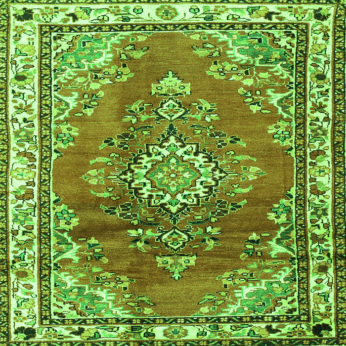 Serging Thickness of Medallion Green Traditional Rug, tr1270grn