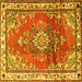 Square Medallion Yellow Traditional Rug, tr1270yw