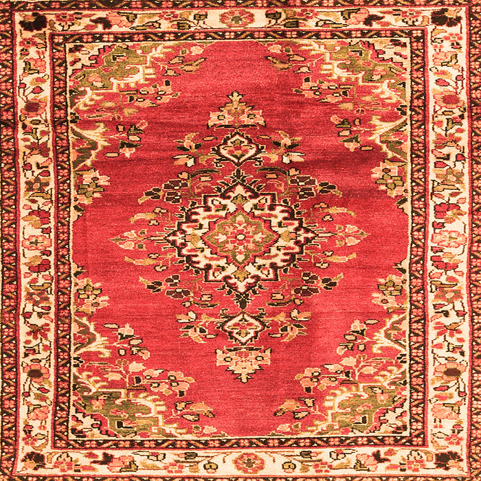 Serging Thickness of Medallion Orange Traditional Rug, tr1270org