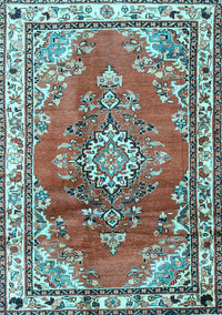 Medallion Light Blue Traditional Rug, tr1270lblu