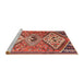 Sideview of Machine Washable Traditional Tangerine Pink Rug, wshtr1271