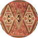 Round Persian Brown Traditional Rug, tr1271brn