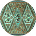 Round Persian Turquoise Traditional Rug, tr1271turq