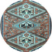 Round Persian Light Blue Traditional Rug, tr1271lblu