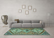 Machine Washable Persian Turquoise Traditional Area Rugs in a Living Room,, wshtr1271turq