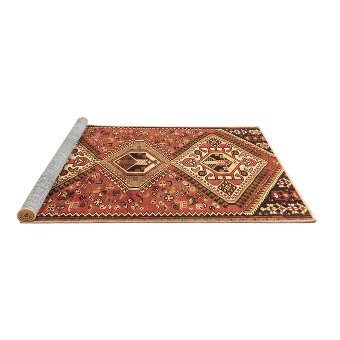 Sideview of Machine Washable Persian Brown Traditional Rug, wshtr1271brn
