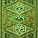 Round Machine Washable Persian Green Traditional Area Rugs, wshtr1271grn