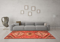 Machine Washable Persian Orange Traditional Rug, wshtr1271org