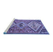 Sideview of Machine Washable Persian Blue Traditional Rug, wshtr1271blu