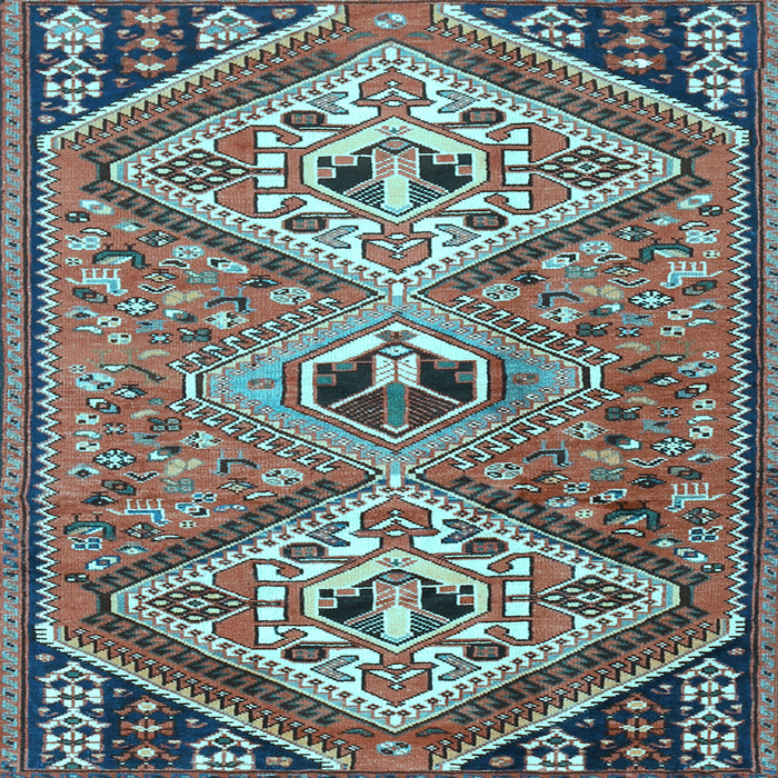 Square Machine Washable Persian Light Blue Traditional Rug, wshtr1271lblu