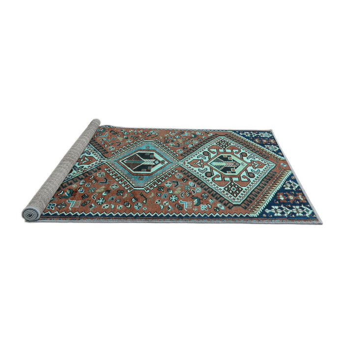 Sideview of Machine Washable Persian Light Blue Traditional Rug, wshtr1271lblu