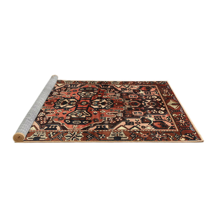 Sideview of Machine Washable Traditional Orange Brown Rug, wshtr1272
