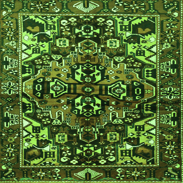 Round Machine Washable Persian Green Traditional Area Rugs, wshtr1272grn