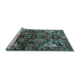 Sideview of Machine Washable Persian Light Blue Traditional Rug, wshtr1272lblu