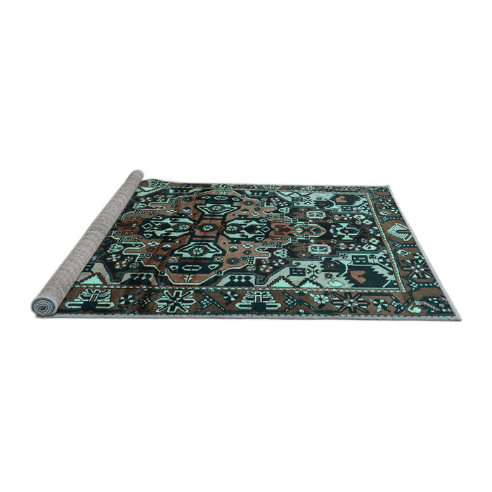 Sideview of Machine Washable Persian Light Blue Traditional Rug, wshtr1272lblu