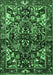 Machine Washable Persian Emerald Green Traditional Area Rugs, wshtr1272emgrn