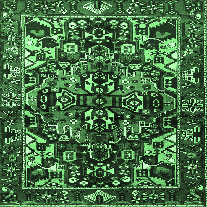 Square Machine Washable Persian Emerald Green Traditional Area Rugs, wshtr1272emgrn