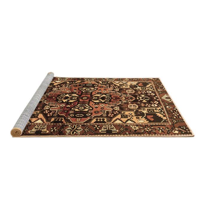 Sideview of Machine Washable Persian Brown Traditional Rug, wshtr1272brn
