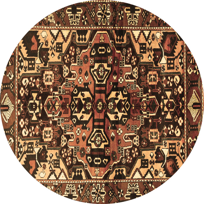 Round Persian Brown Traditional Rug, tr1272brn