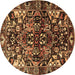 Round Persian Brown Traditional Rug, tr1272brn