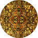 Round Persian Yellow Traditional Rug, tr1272yw