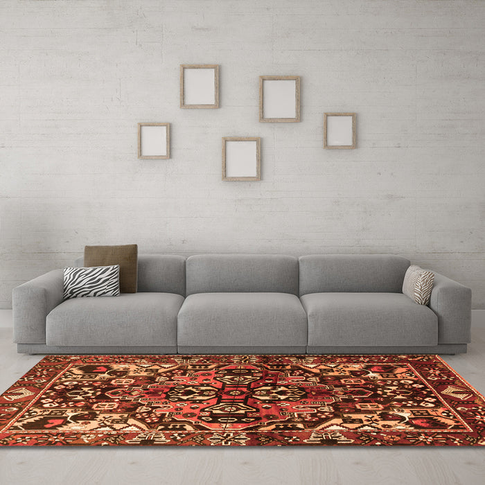 Machine Washable Persian Orange Traditional Area Rugs in a Living Room, wshtr1272org