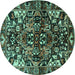 Round Persian Turquoise Traditional Rug, tr1272turq