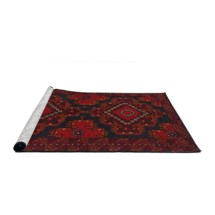 Sideview of Machine Washable Traditional Tomato Red Rug, wshtr1273